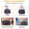 Double-Compartment Pet Rolling Carrier Cat Dog Rolling Carrier with Detachable Wheels Telescopic Handle Adjustable Shoulder Strap