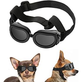 Lewondr Small Dog Decorations Sunglasses UV Protection Goggles Eye Wear Protection with Adjustable Strap Waterproof Pet Sunglasses for Dogs Pet Sun Gl (Color: White)